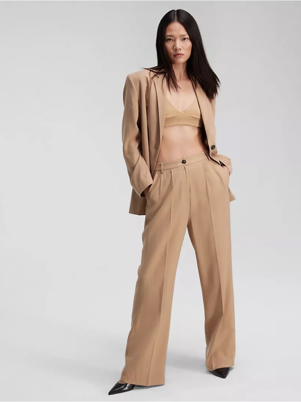 NEW Calvin Klein Soft Twill Relaxed Pleated Trousers